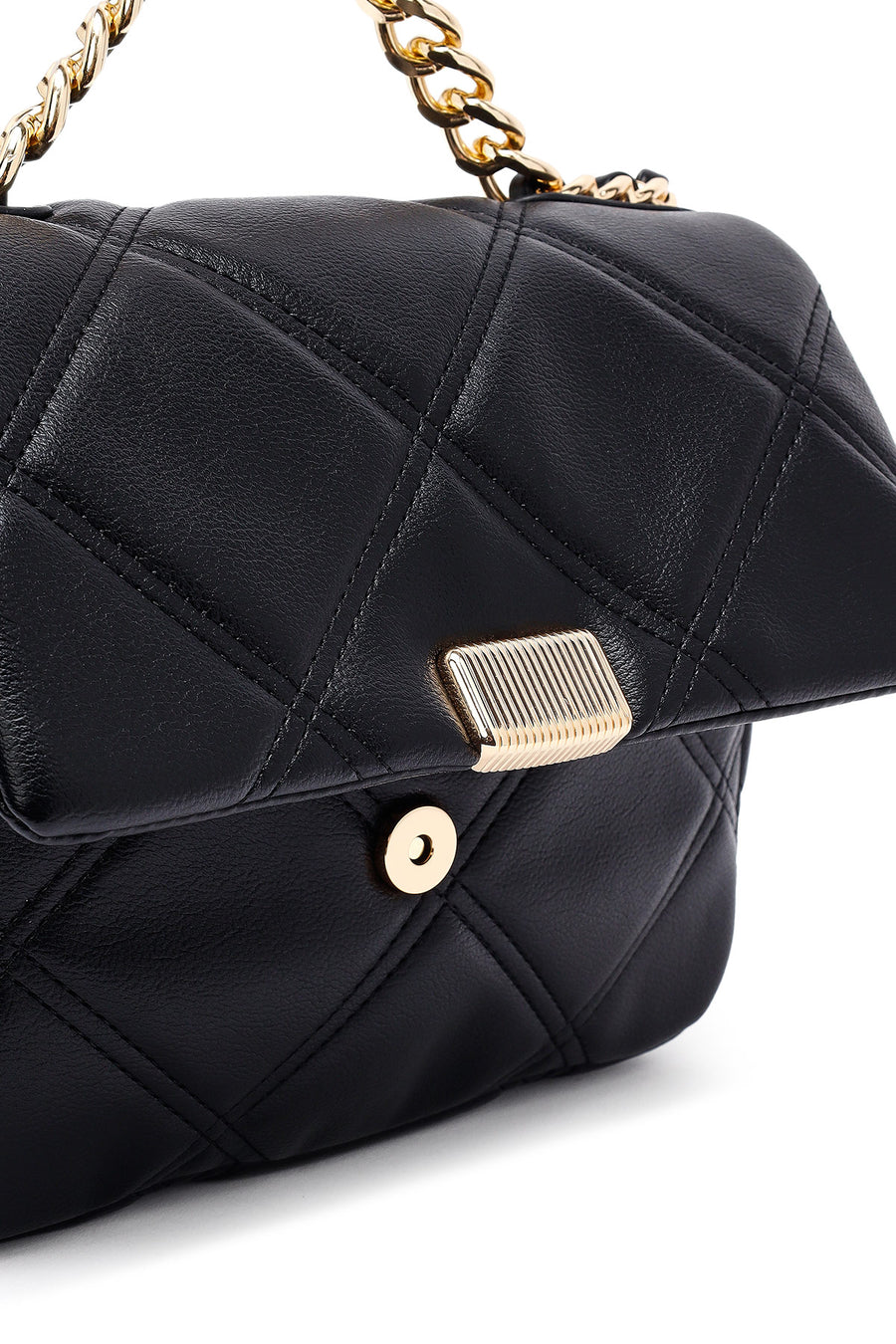 Woman Black Long Strap Quilted Crossbody Bag