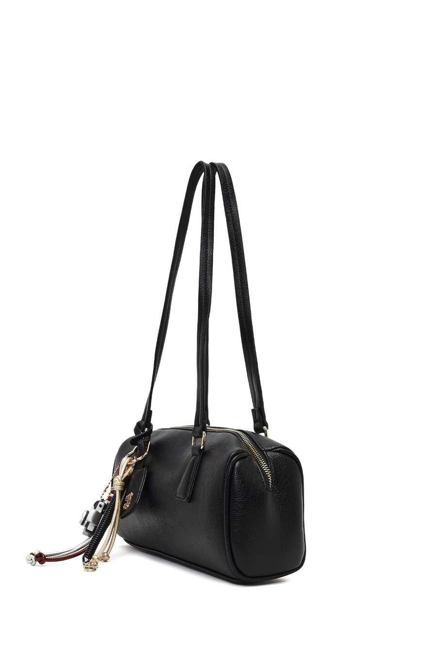 Women's Black Shoulder Bag with Accessories