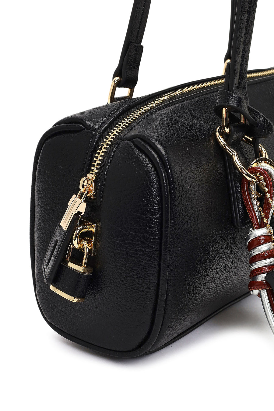 Women's Black Shoulder Bag with Accessories