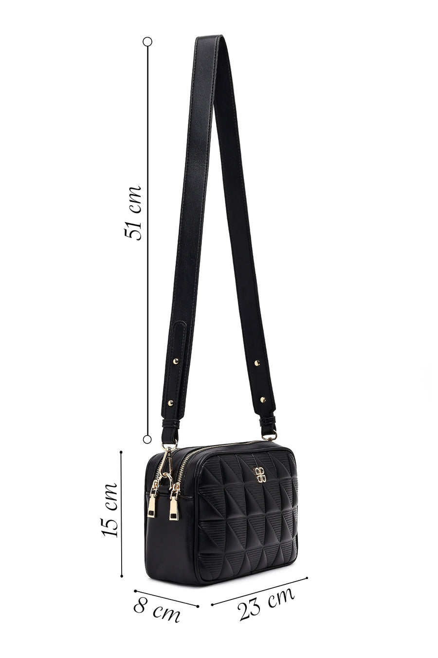 Women's Black Long Strapped Printed Crossbody Bag
