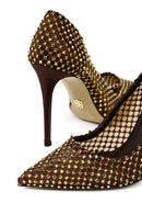 Kadın Bronz Taşlı Yüksek İnce Topuklu Deri Stiletto | Derimod