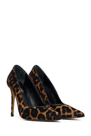 Kadın Leopar Yüksek İnce Topuklu Deri Stiletto | Derimod