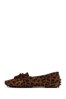 Kadın Leopar Fiyonklu Süet Deri Loafer | Derimod