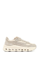 Women's Beige Lace-Up Thick-Soled Leather Sneaker | Derimod