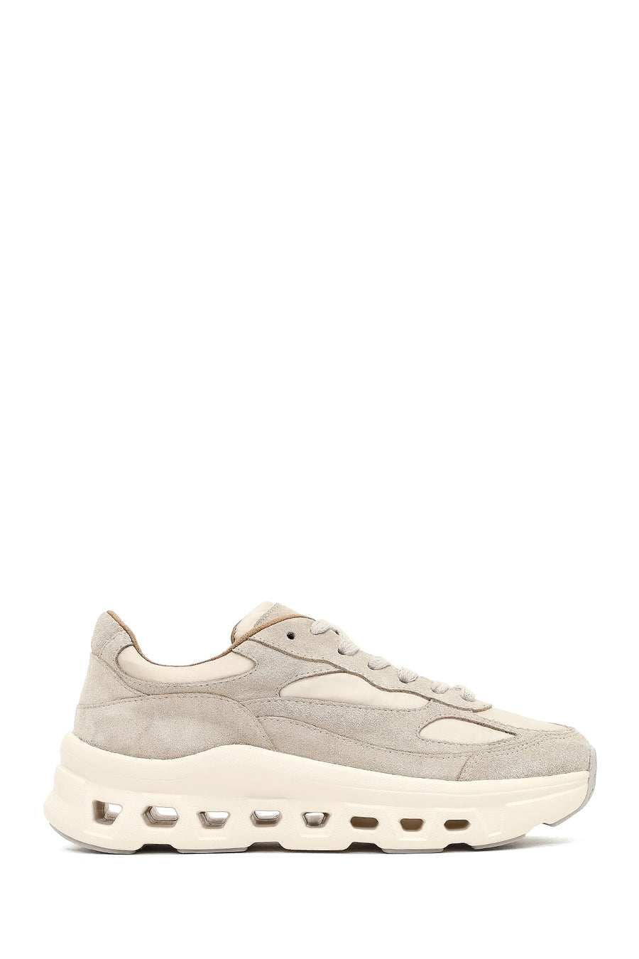 Women's Beige Lace-Up Thick-Soled Leather Sneaker 25AFD142014 | Derimod