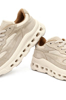 Women's Beige Lace-Up Thick-Soled Leather Sneaker | Derimod