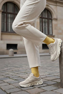 Women's Beige Lace-Up Thick-Soled Leather Sneaker | Derimod