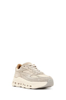 Women's Beige Lace-Up Thick-Soled Leather Sneaker | Derimod