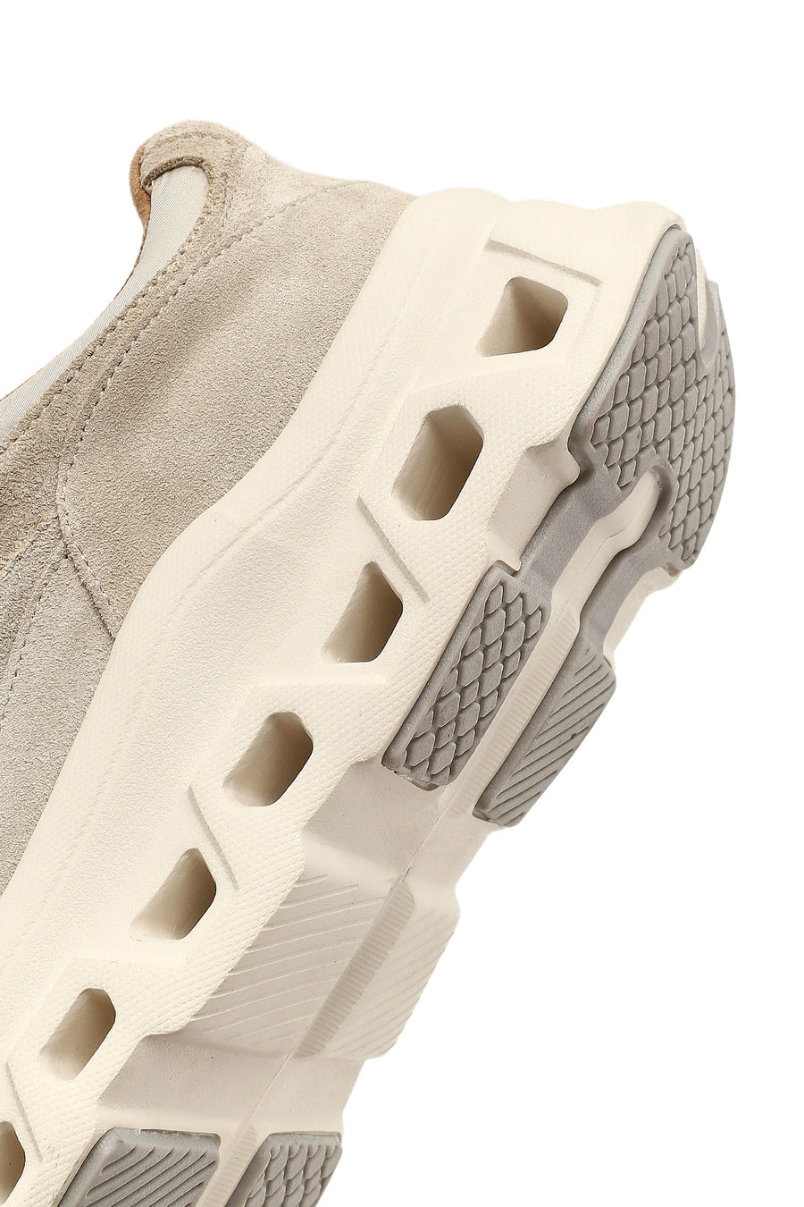 Women's Beige Lace-Up Thick-Soled Leather Sneaker