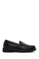 Woman Black Buckle Leather Comfort Loafer | Derimod