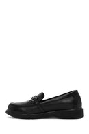 Woman Black Buckle Leather Comfort Loafer | Derimod