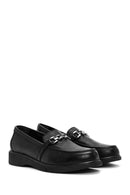 Woman Black Buckle Leather Comfort Loafer | Derimod