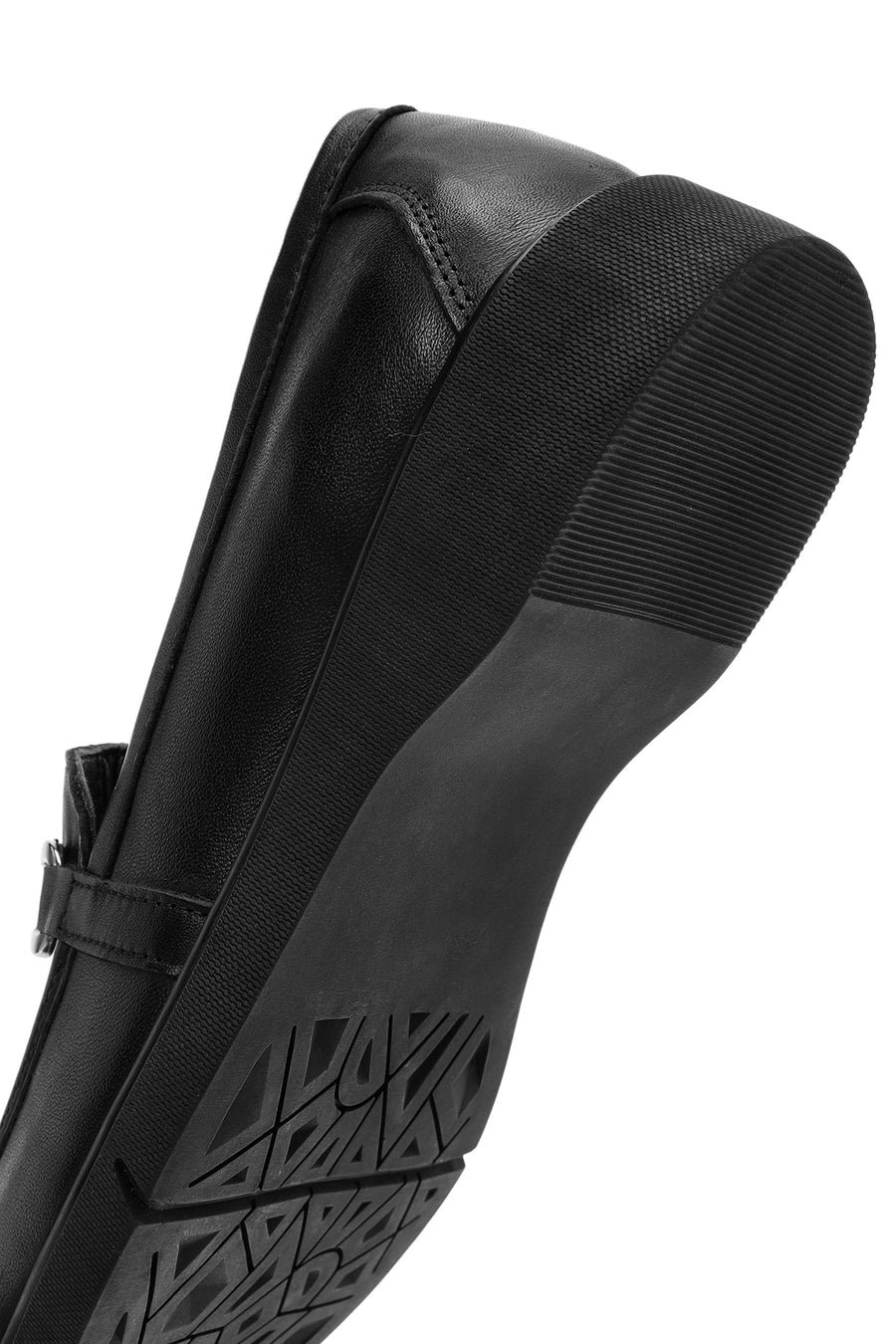 Woman Black Buckle Leather Comfort Loafer