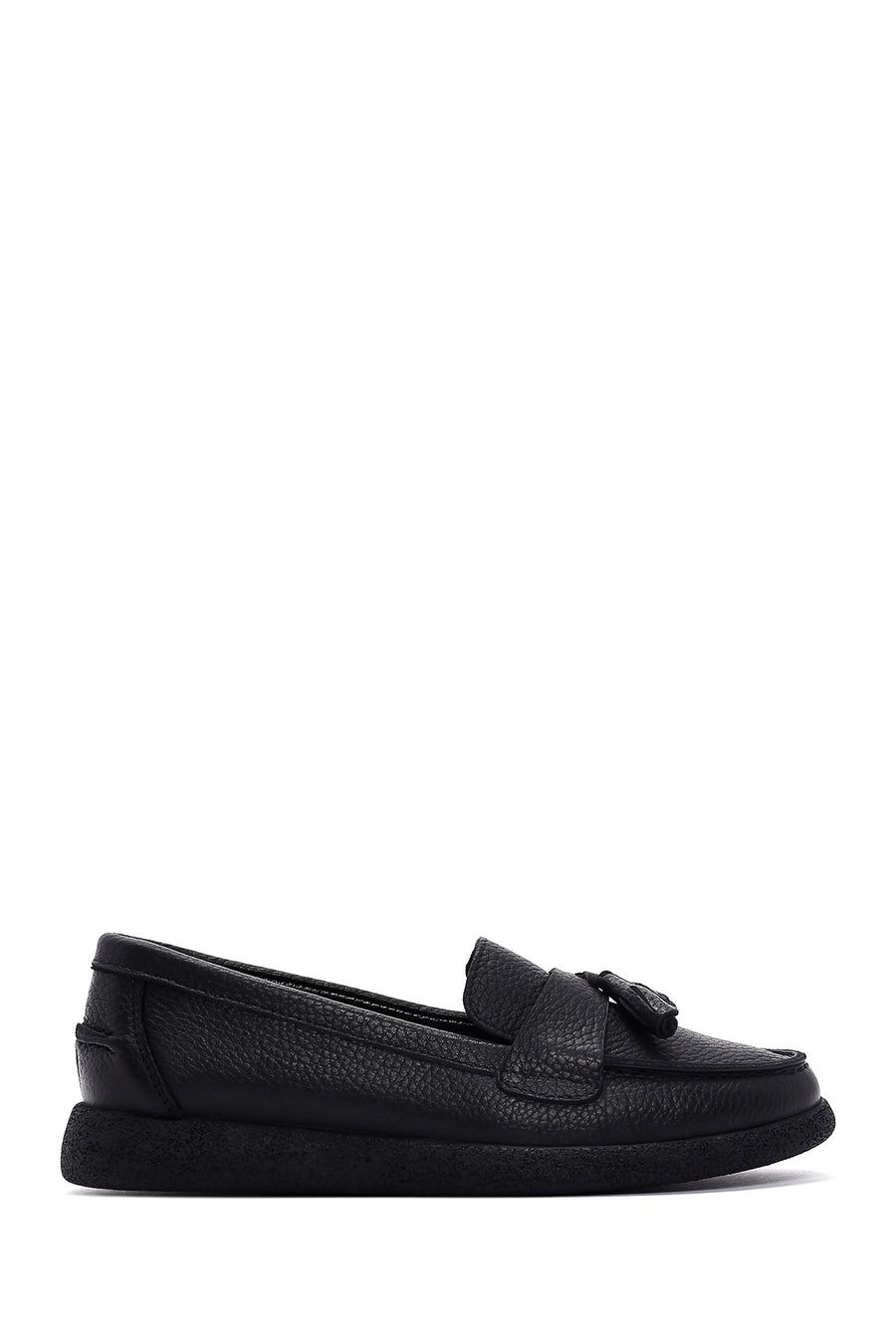 Woman Black Tassel Leather Comfort Loafer 25AFD1502FT | Derimod