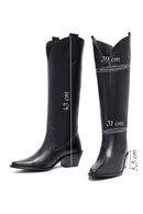 Woman Black Chunky Heels Leather Cowboy Boots | Derimod