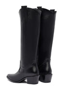 Woman Black Chunky Heels Leather Cowboy Boots | Derimod