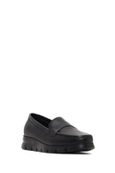 Kadın Siyah Dolgu Topuklu Deri Comfort Loafer | Derimod