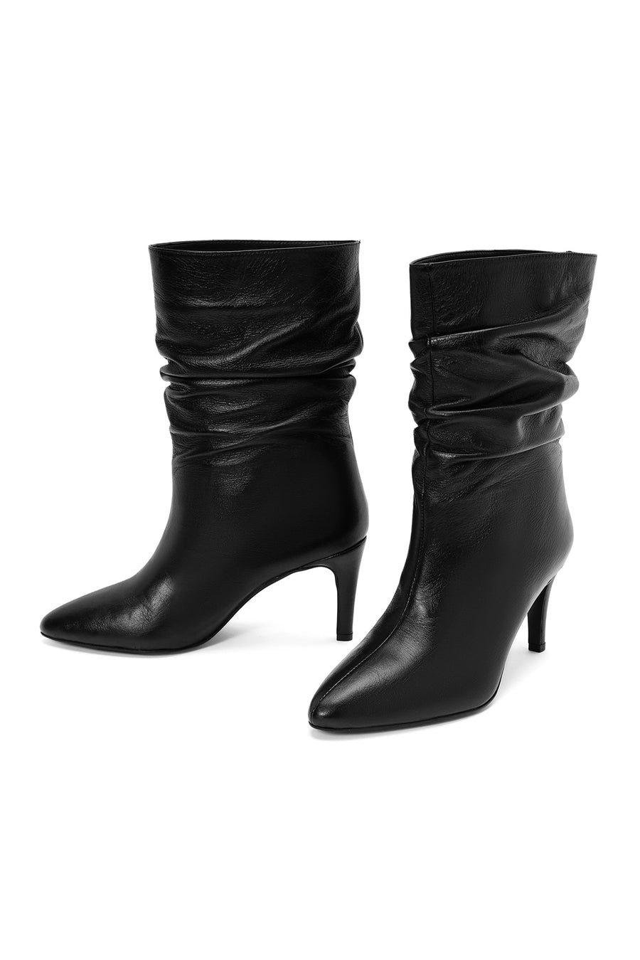 Woman Black Heels Leather Boat