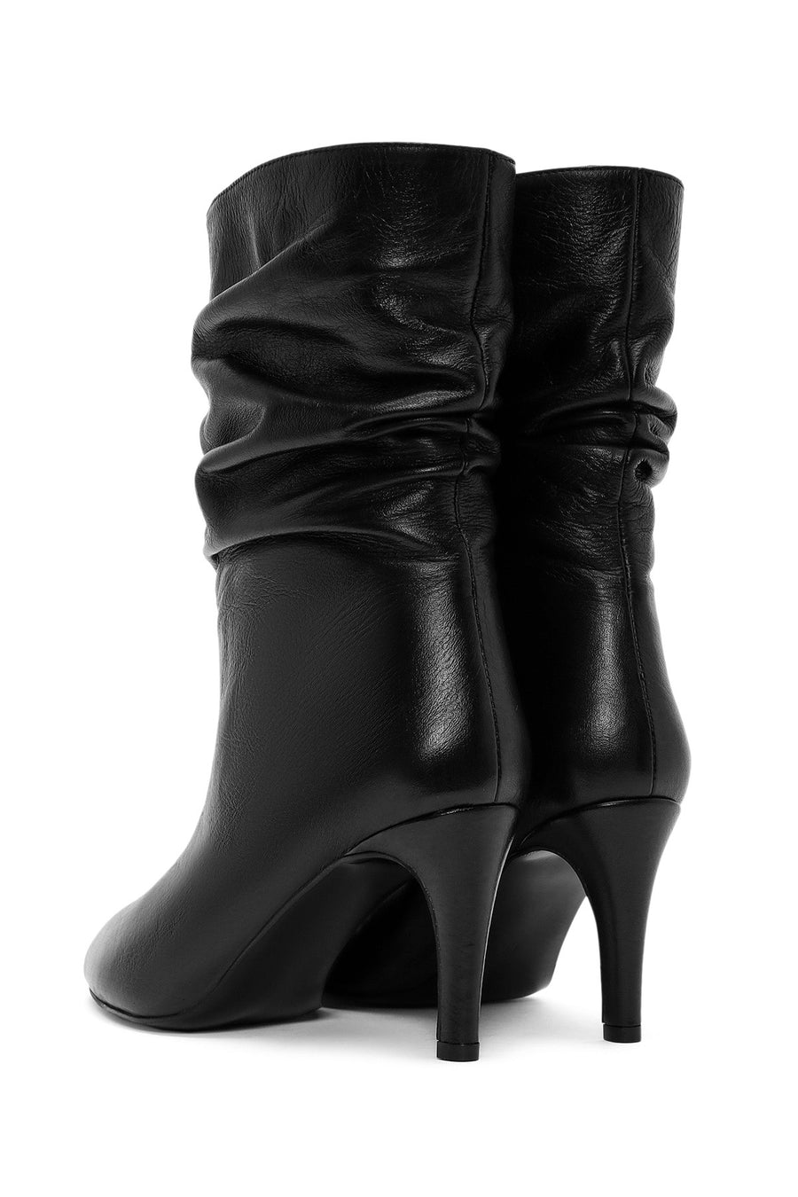 Woman Black Heels Leather Boat