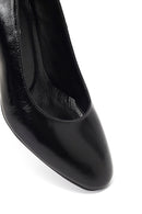 Women's Black Thick Heeled Leather Shoes | Derimod