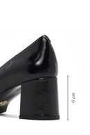 Women's Black Thick Heeled Leather Shoes | Derimod
