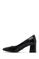 Women's Black Thick Heeled Leather Shoes | Derimod