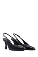 Woman Black Slingback Stiletto Heel Leather Shoe | Derimod