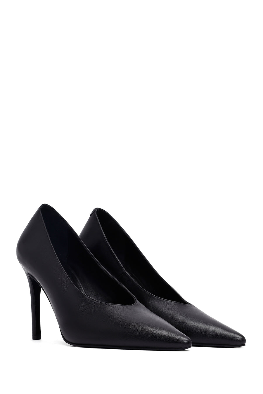 Woman Black Stiletto Heels Leather Stiletto