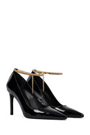 Women's Black Ankle Buckle Thin Heel Patent Leather Stiletto | Derimod