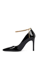Women's Black Ankle Buckle Thin Heel Patent Leather Stiletto | Derimod