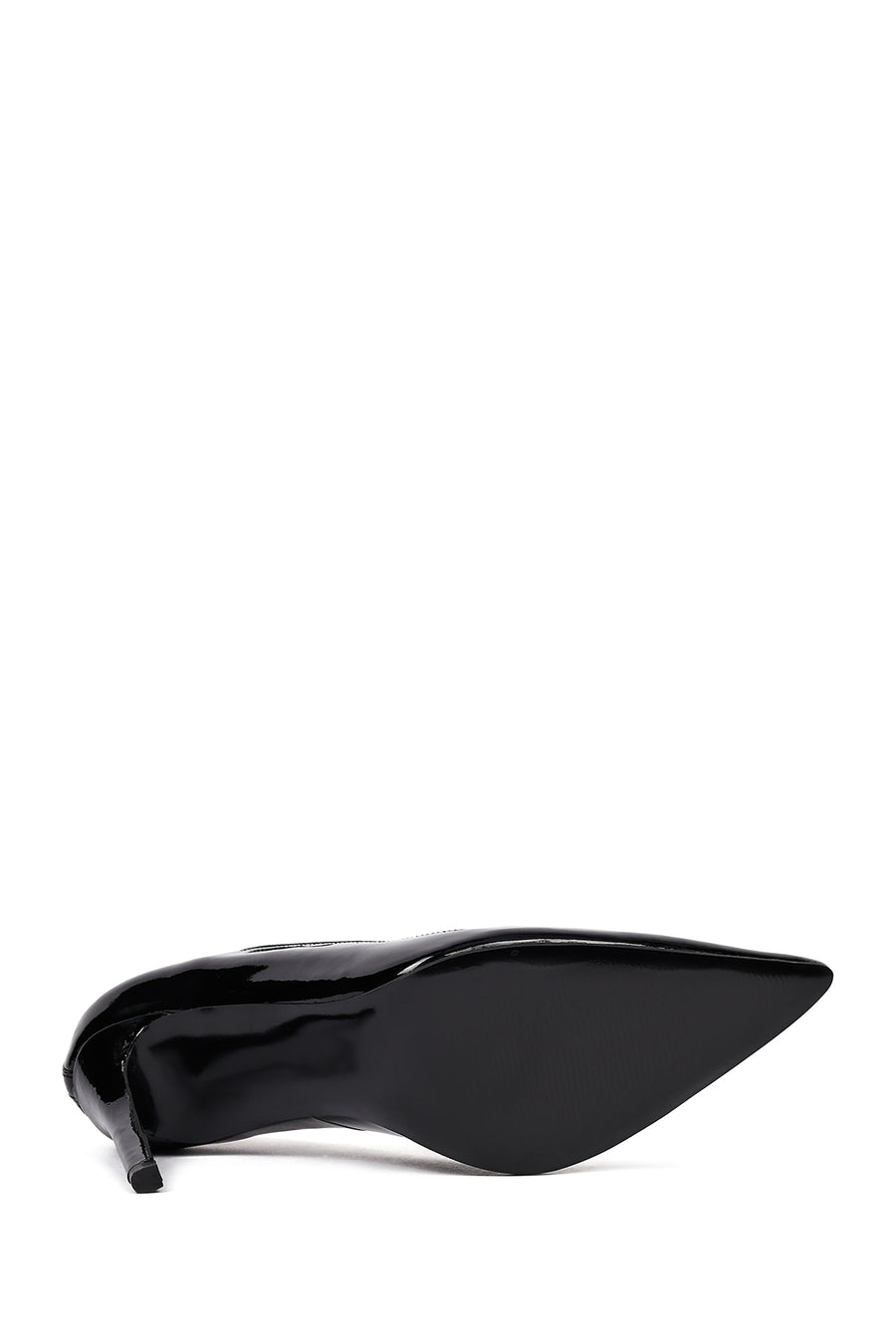 Women's Black Ankle Buckle Thin Heel Patent Leather Stiletto
