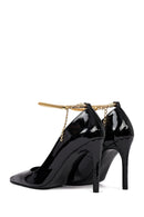 Women's Black Ankle Buckle Thin Heel Patent Leather Stiletto | Derimod