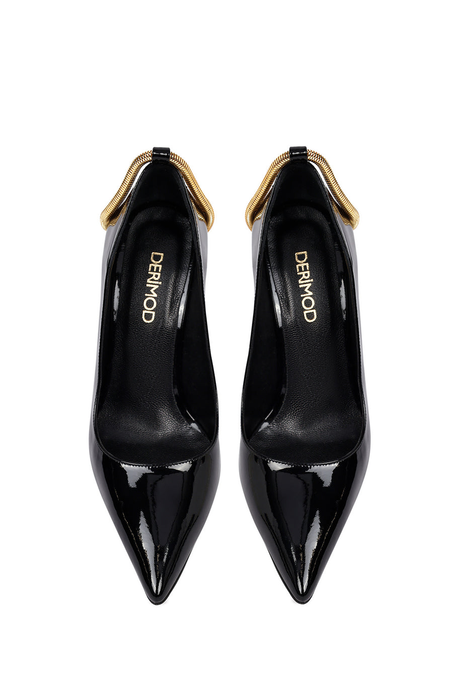 Women's Black Ankle Buckle Thin Heel Patent Leather Stiletto