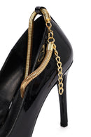 Women's Black Ankle Buckle Thin Heel Patent Leather Stiletto | Derimod