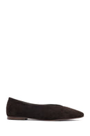 Woman Brown Suede Leather Babet | Derimod