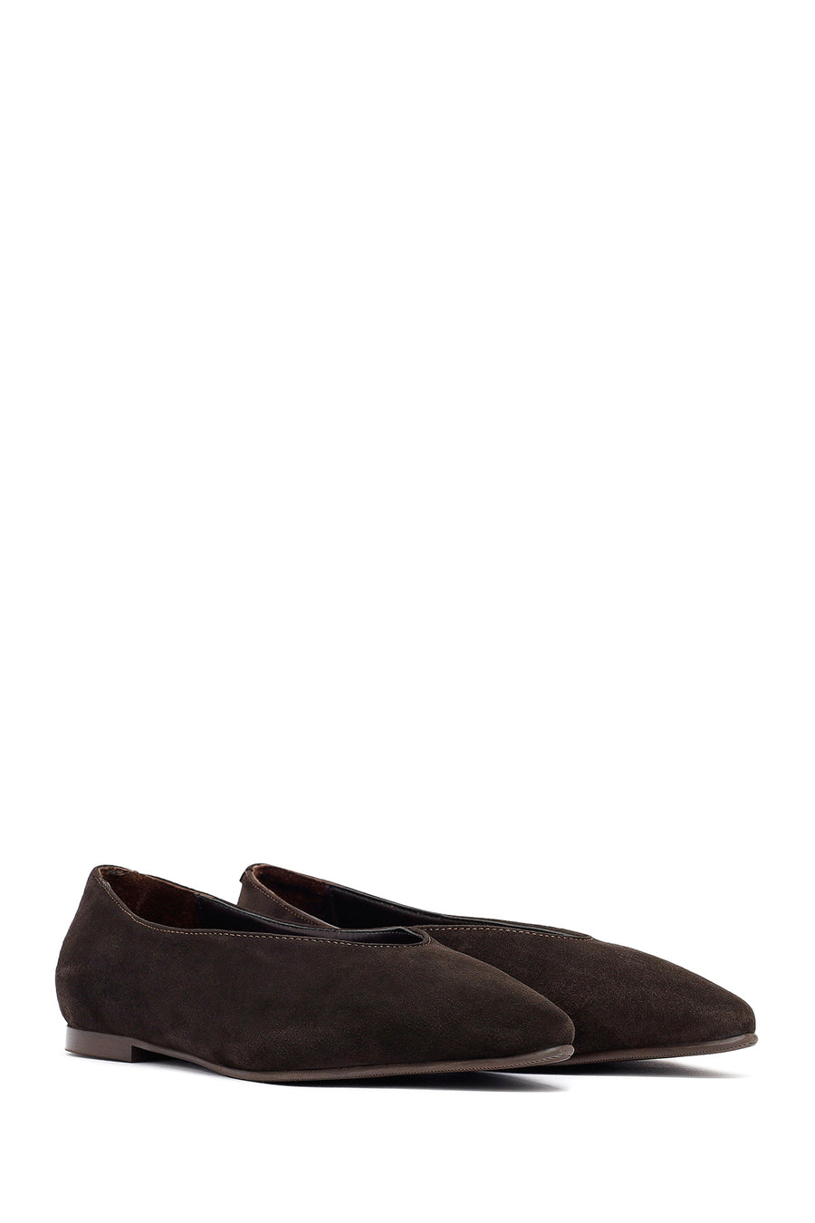 Woman Brown Suede Leather Babet