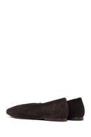 Woman Brown Suede Leather Babet | Derimod