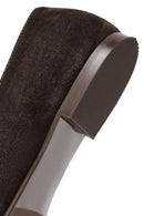 Woman Brown Suede Leather Babet | Derimod