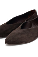 Woman Brown Suede Leather Babet | Derimod
