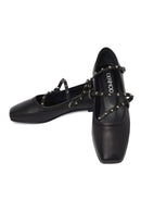 Women's Black Buckled Leather Ballet Flat | Derimod