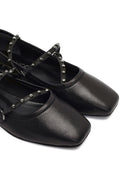 Women's Black Buckled Leather Ballet Flat | Derimod