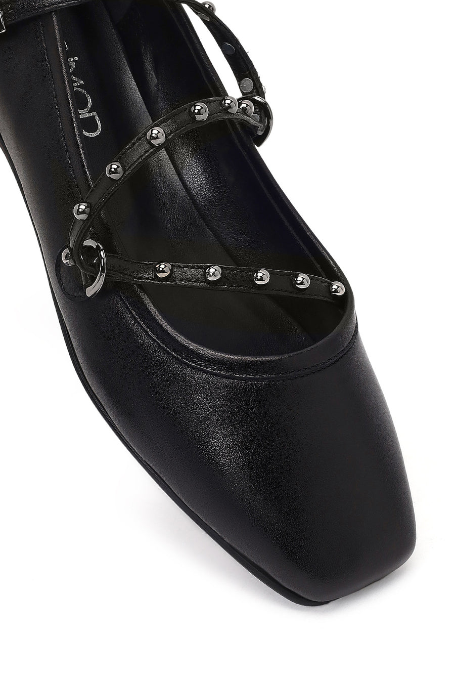 Women's Black Buckled Leather Ballet Flat
