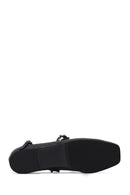 Women's Black Buckled Leather Ballet Flat | Derimod