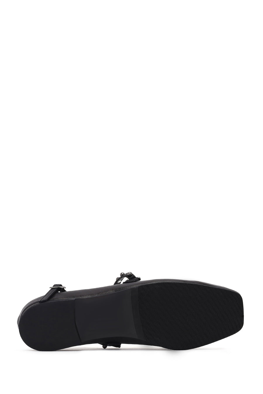 Women's Black Buckled Leather Ballet Flat