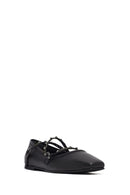 Women's Black Buckled Leather Ballet Flat | Derimod