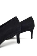 Kadın Siyah Kısa İnce Topuklu Süet Deri Stiletto | Derimod