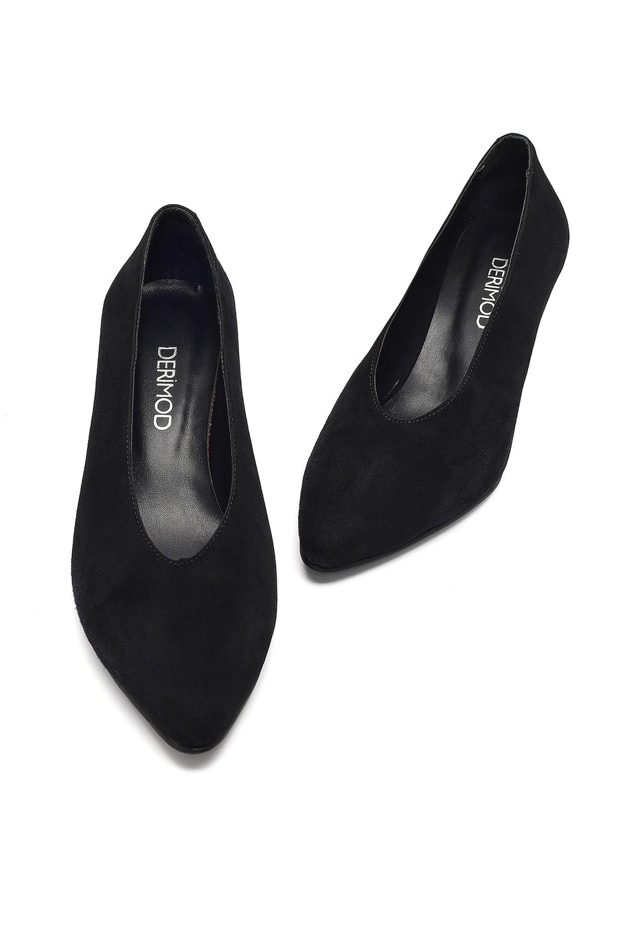 Kadın Siyah Kısa İnce Topuklu Süet Deri Stiletto