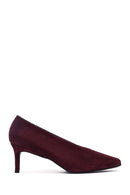 Kadın Bordo Kısa İnce Topuklu Süet Deri Stiletto | Derimod