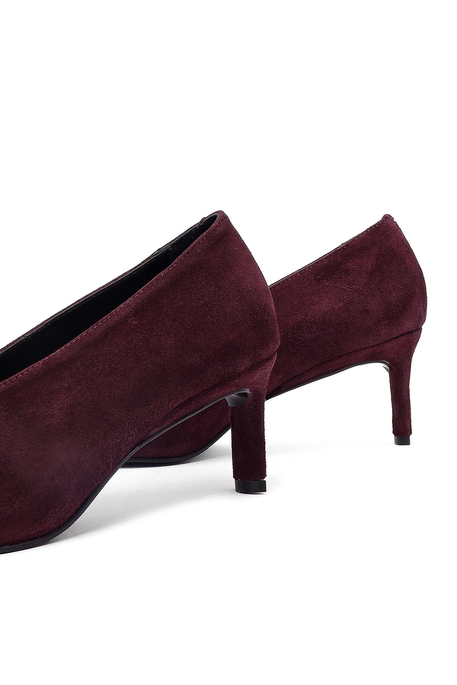 Kadın Bordo Kısa İnce Topuklu Süet Deri Stiletto