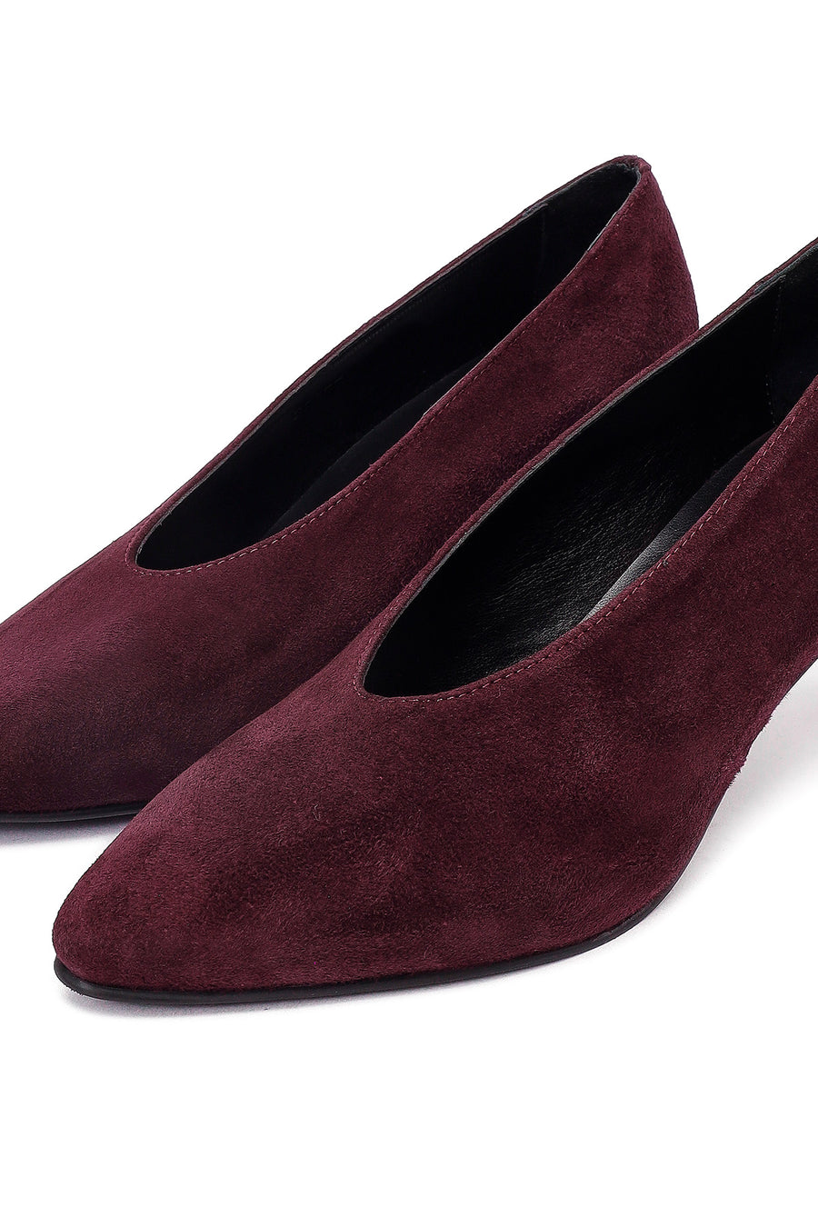 Kadın Bordo Kısa İnce Topuklu Süet Deri Stiletto